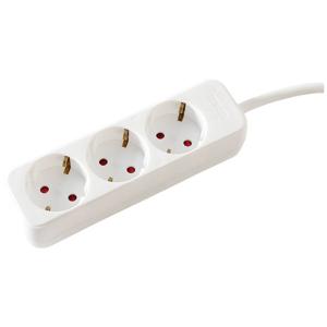 VALUE 3-voudige stekkerdoos zonder schakelaar, wit, 3 m