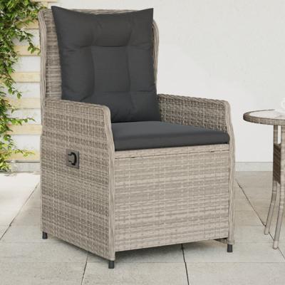 Tuinstoelen 2 st verstelbaar poly rattan lichtgrijs