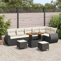 Tuinbankenset 9 pcs Zwart poly rattan