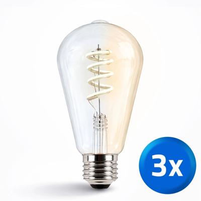Tuya slimme led filament lamp goud - E27 fitting Edison - Dual White - voordeelset van 3