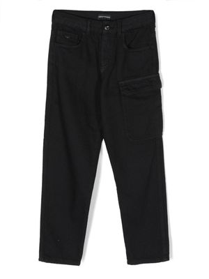 Emporio Armani Kids pantalon en coton à couep fuselée - Bleu