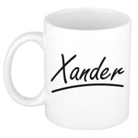 Xander Naam koffiemok - beker - met sierlijke letters - wit - 300 ml - Cadeau - Heren