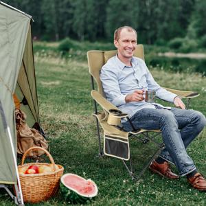 Campingligstoel Vrijetijdsligstoel Afneembare Voetensteun Verstelbare Rugleuning Opbergtas Bekerhouder Hoofdsteun voor Buiten