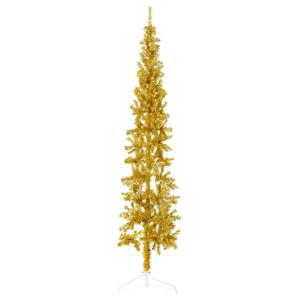 Kunstkerstboom half met standaard smal 210 cm goudkleurig