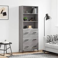 Hoge kast 69,5x34x180 cm bewerkt hout grijs sonoma eikenkleurig