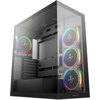 DeepCool cg580 4f v2 midi tower behuizing (zwart | 2x usb-a | 1x usb-c | rgb | tempered glass)