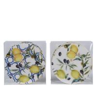 Decoris Onderzetter citroen mdf dia10cm 4-delig