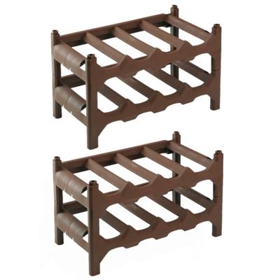 Wijnfles rek - 2x stuks - 41 x 24 x 24 cm - voor 8 flessen - Kunststof - flessenrek - wijnrek