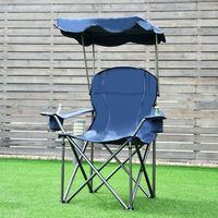 Opvouwbare Campingstoel met Zonneluifel Bekerhouder Draagtas 96,5 x 67,5 x 130 cm Blauw