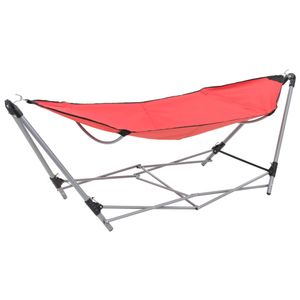 VidaXL Hangmat met inklapbare standaard rood