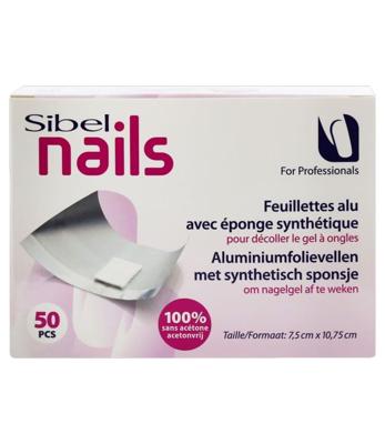 Sibel nails aluminiumfolie vellen met synthetisch sponsje 50st.