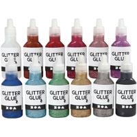 Creativ Company Glitterlijm, diverse kleuren, 12x25 ml/ 1 doos