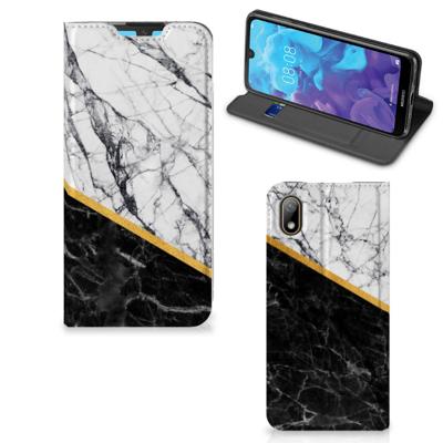 Huawei Y5 (2019) | Standcase | Marmer Wit Zwart - Origineel Cadeau Man
