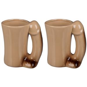 Penis mok - 2x - Piemel beker - porselein - 300 ml - 14 x 8,5 cm - vrijgezellenfeest