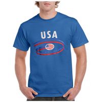 Blauw heren t-shirt USA - thumbnail