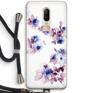 Waterverf bloemen: OnePlus 6 Transparant Hoesje met koord