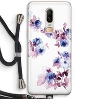 Waterverf bloemen: OnePlus 6 Transparant Hoesje met koord