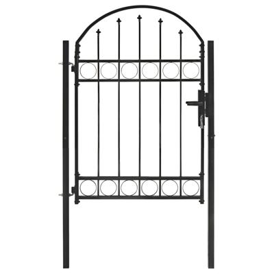Poort met gebogen bovenkant 100x125 cm staal zwart