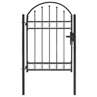 Poort met gebogen bovenkant 100x125 cm staal zwart
