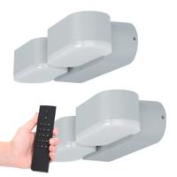 Set van 2 Dayton LED Wandlampen 2-Lichts - 12 Watt 1320 lumen - IP54 Waterdicht - 3000K Warm Wit - Dimbaar via afstandsbediening - Buiten - Grijs