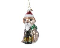 Hond glas l8.6b11.5h6 cm multi kerst - Decoris
