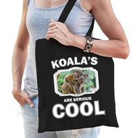 Katoenen tasje koalas are serious cool zwart - koalaberen/ koala cadeau tas - Feest Boodschappentassen - thumbnail