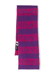 Versace Kids écharpe à logo intarsia - Violet