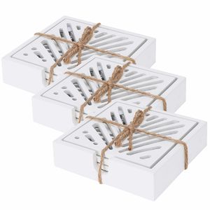 Onderzetters voor glazen - 12x - hout - wit - 10 x 10 cm