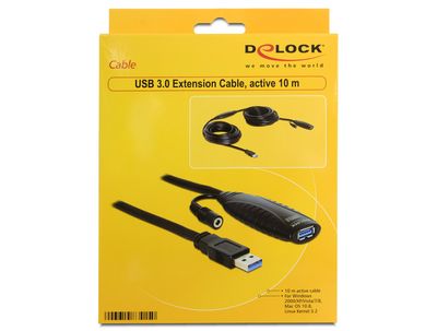 DeLOCK USB3.0-A - USB3.0-A, 10m USB-kabel USB 3.2 Gen 1 (3.1 Gen 1) USB A Zwart