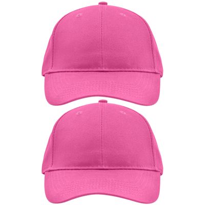 2x stuks 6-panel baseball fuchsia roze caps voor volwassenen