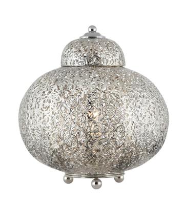 Searchlight Marokaanse stijl tafellampFretwork RVS - EU8221-1SS
