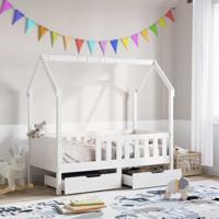 Kinderbedframe met lades 70x140 cm massief grenenhout