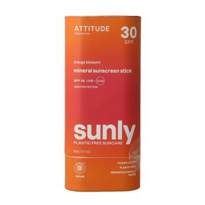 Attitude Sunly zonnebrandstick SPF30 oranjebloesem 60 Gram