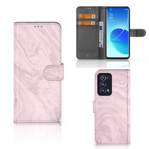 OPPO Reno 6 Pro Plus 5G Bookcase Marble Pink - Origineel Cadeau Vriendin