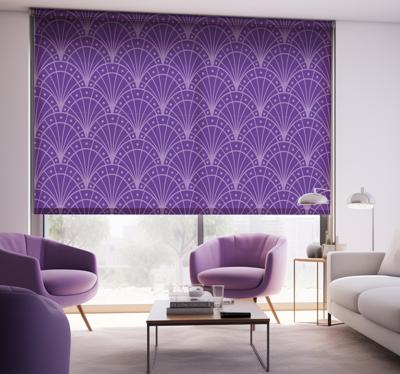 lila artdeco overlappende bogen rolgordijn