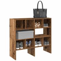 VidaXL Schoenenrekken 2 st stapelbaar 89,5x30x40 cm oud houtkleurig