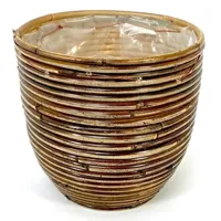 Rotan plantenmand stripe bronze 20x19cm