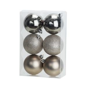 Cosy & Trendy Kerstballen - 6x st - champagne - 8 cm - kunststof - kerstversiering