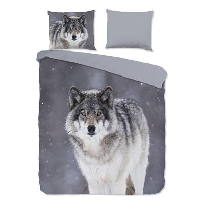 Dekbedovertrek Katoen Flanel Wolfie Natuur & Dieren 260x200 Cm Good Morning - Dekbed-Discounter.nl