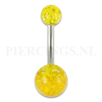 Navelpiercing acryl glitter goudkleurig