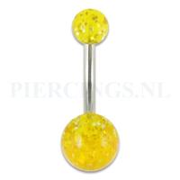 Navelpiercing acryl glitter goudkleurig