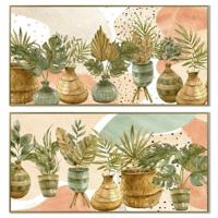 Schilderij DKD Home Decor 103 x 3,5 x 53 cm Bloempot Boho (2 Stuks)