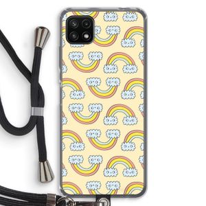 Regenboog: Samsung Galaxy A22 5G Transparant Hoesje met koord