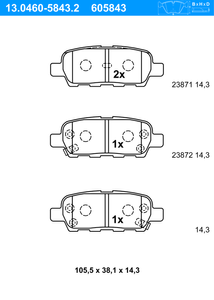 Remblokkenset, schijfrem ATE, u.a. fÃ¼r Nissan, Infiniti, Suzuki, Renault