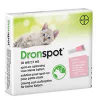 Dronspot 30 mg/7,5 mg Spot-on oplossing voor katten (0,5 - 2 kg) - 2 pipetten