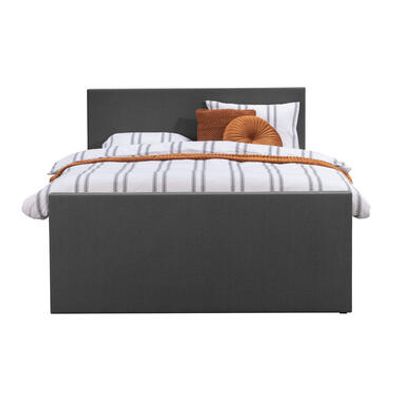 Boxspring met voetbord Liv egaal - antraciet - 140x200 cm - slanke poot - Leen Bakker