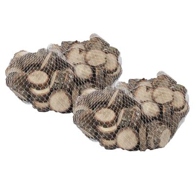Decoratie boomschijven - 2x - netje 500 gram - 2,5 cm - hout - boomschors schijfjes