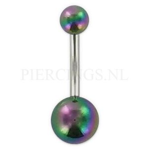 Navelpiercing acryl parelmoer geanodiseerd