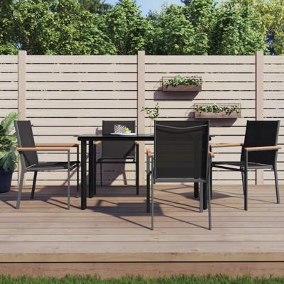 Tuinstoelen 4 st 55x61,5x90 cm textileen en staal zwart