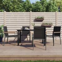 Tuinstoelen 4 st 55x61,5x90 cm textileen en staal zwart